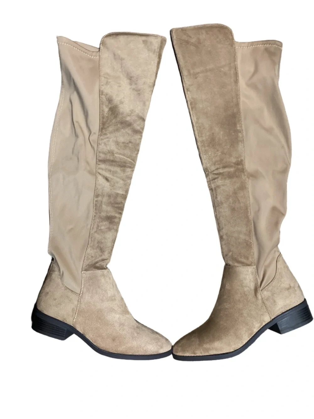 Halston Taupe Suede Over-the-Knee Stretch Boots Size 11